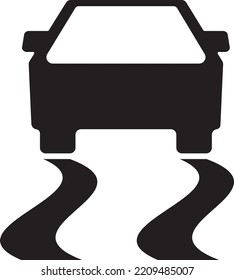 Simple Illustration Of A Black Car Slipping On The Road