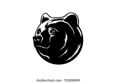 Simple Illustration of Black Grizzly Bear