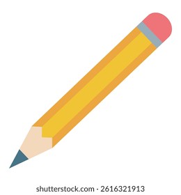 Simple illustration of a black pencil on a white background. Suitable for various design projects, education materials, and more. Perfect for use in logos