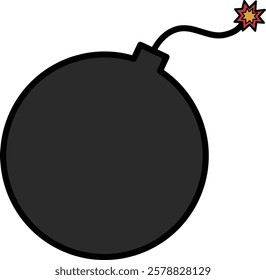A simple illustration of a black round shaped bomb