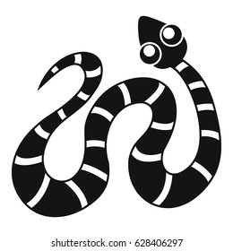 Simple illustration of black striped snake vector icon for web
