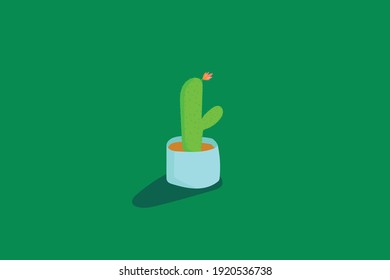 a simple illustration of blooming cactus