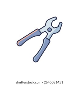 Simple illustration of blue grey pliers on White Background
