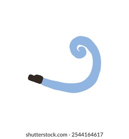 Simple illustration of a blue party blower with a spiral design. Perfect for festive events, celebrations, and party themes. Clean and minimalistic style enhances its playful and joyful feel