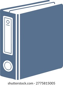 A simple illustration of a blue ring binder, commonly used for organizing documents and papers in an office or school setting.