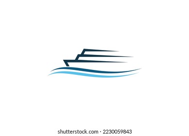 Simple Illustration Boat Yacht logo design 