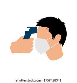 Señal De Comprobación De Temperatura Del Cuerpo De Ilustración Simple Durante El Brote De Covid-19. Diseño plano, editable. Vector Illustration EPS 10