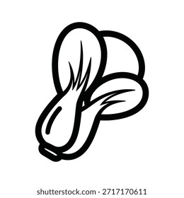 Ilustración simple de bok choy. Ilustración vectorial, vegetal verde sano, repollo chino, contorno y elemento de diseño aislado sobre fondo blanco.