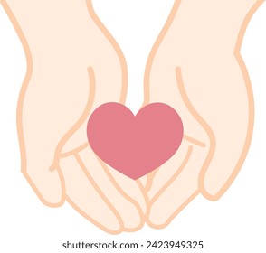 
Simple illustration of both hands and heart 1