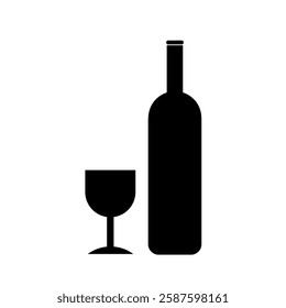 simple illustration of bottle and glass icon