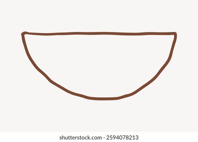 Simple illustration of a brown, curved line forming a semi-circle or bowl shape on a white background. Minimalist design with a brown line in a curved form. Isolated vector illustration.