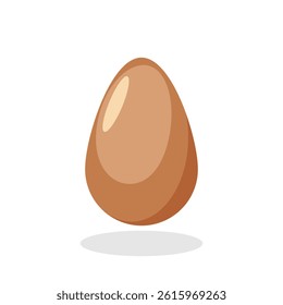 Simple illustration of a brown egg with a smooth surface and soft shadow on a white background. Ideal for food, breakfast, or natural nutrition concepts.
