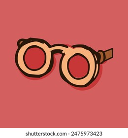 simple illustration of brown glasses isolated on red background