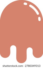 Simple illustration of a brown glossy slime shape with a rounded top and three soft drips along the bottom.