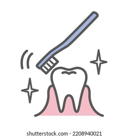 simple illustration of brushing tooth