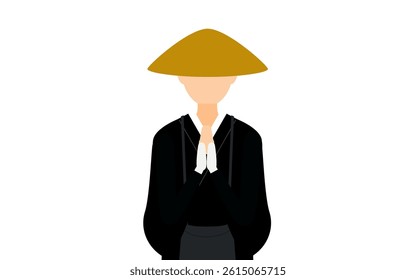 Simple illustration of a buddhist monk extend his arms, Vector Illustration