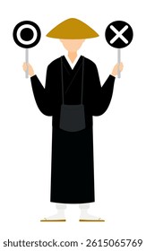 Simple illustration of a buddhist monk holding a maru-batu stick, Vector Illustration