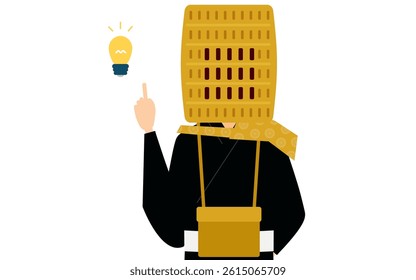 Simple illustration of a buddhist monk inspiring ideas, Vector Illustration