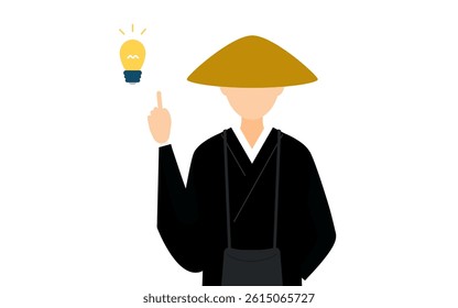 Simple illustration of a buddhist monk inspiring ideas, Vector Illustration
