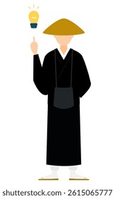 Simple illustration of a buddhist monk inspiring ideas, Vector Illustration