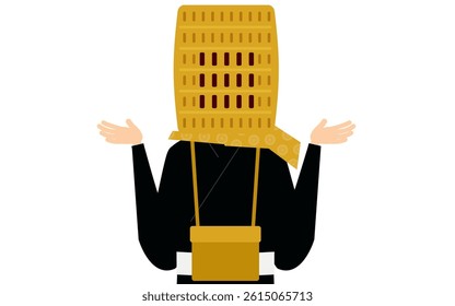 Simple illustration of a buddhist monk questioning, Vector Illustration