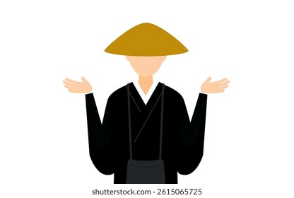 Simple illustration of a buddhist monk questioning, Vector Illustration