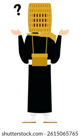 Simple illustration of a buddhist monk questioning, Vector Illustration
