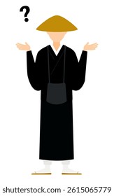 Simple illustration of a buddhist monk questioning, Vector Illustration