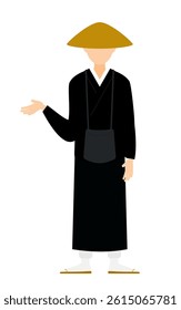 Simple illustration of a buddhist monk talking, Vector Illustration