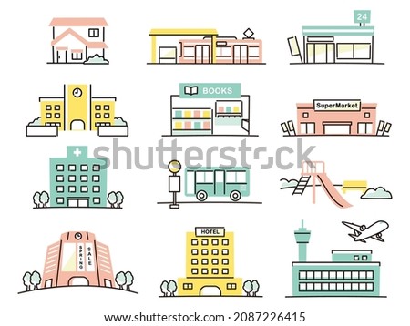 simple illustration of buildings in town