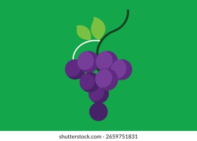 Ilustração simples de um monte de uvas em um papel de parede de fundo verde