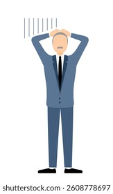 Simple illustration of businessman in business suit worry with one's head in the sand, Vector Illustration