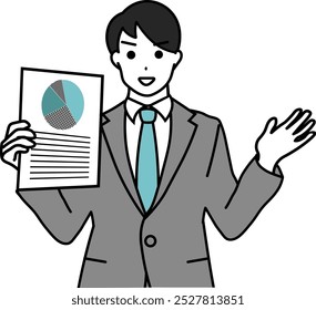 Simple Illustration of a Businessman Holding a Report