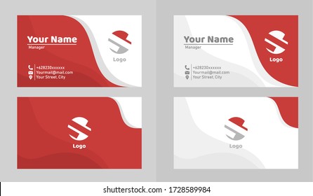 Simple Illustration of bussiness card templates. Elegant abstract horizontal bussiness card with red and white color in flat design style. 