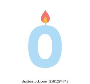 Simple illustration of a candle with the number 0 vector