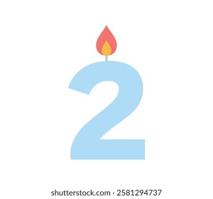 Simple illustration of a candle with the number 2 vector