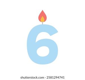 Simple illustration of a candle with the number 6 Vector