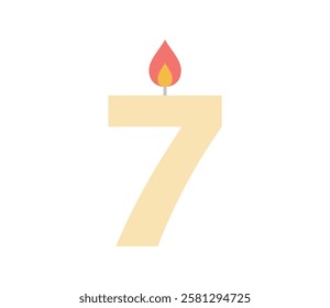 Simple illustration of a candle with the number 7 Vector