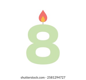 Simple illustration of a candle with the number 8 Vector