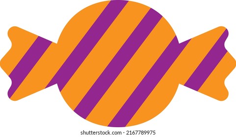 Ilustración simple de un caramelo con envoltura (naranja y púrpura)