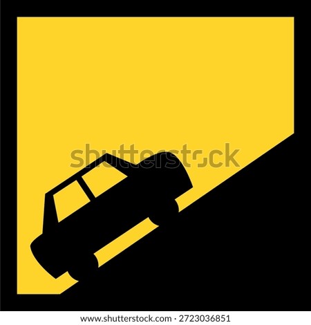 Simple illustration of car climbing steep road. Symbol of struggle, progress, determination, and moving forward despite difficulty.