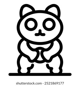 Ilustração simples de um urso panda de desenho animado de pé e de frente, segurando um objeto