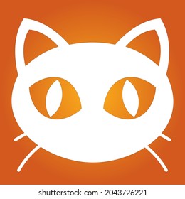 Simple illustration of cat face Concept of Halloween day
