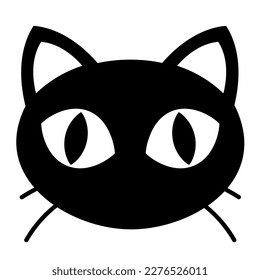 Simple illustration of cat face Concept of Halloween day