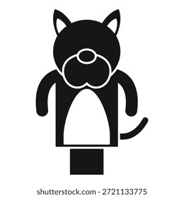 Ilustración simple de un títere de gato de pie en un escenario Pequeño