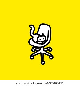 Simple illustration of a cat riding on a chair