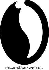 Simple illustration of cat in a shape of coffee bean