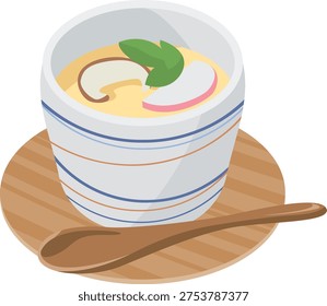 A simple illustration of chawanmushi (steamed egg custard).