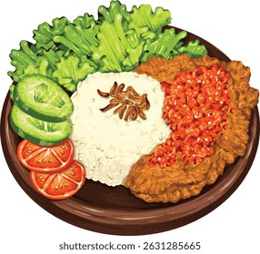 simple illustration of chicken rice food