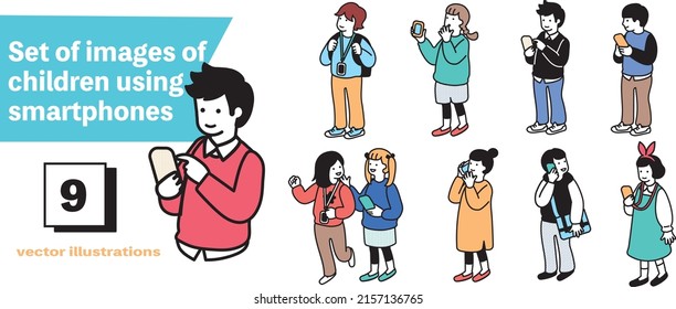 Simple illustration of a child using a smartphone